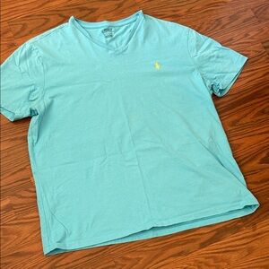 Polo by Ralph Lauren Men's Aqua V-Neck T-Shirt